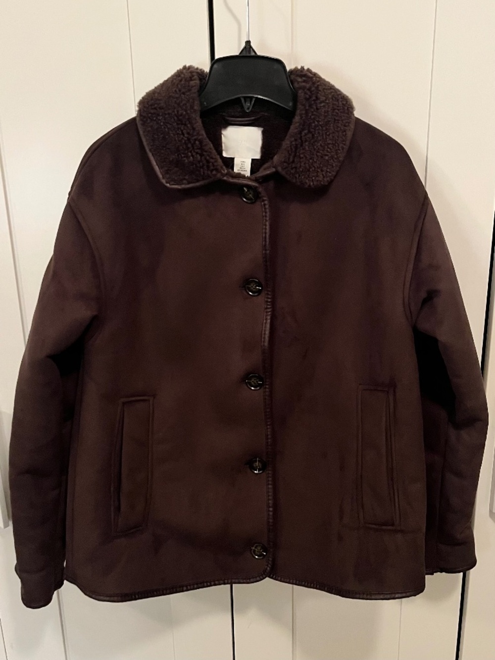 h&m faux fur lined brown jacket, small - Picture 1 of 5